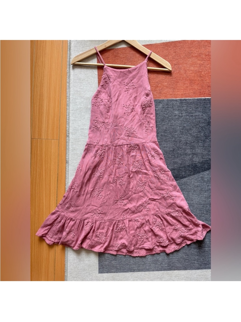 Hollister Pink Embroidered Midi Sundress